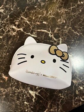 Hello Kitty White Pouch with Gold Glitter Bow